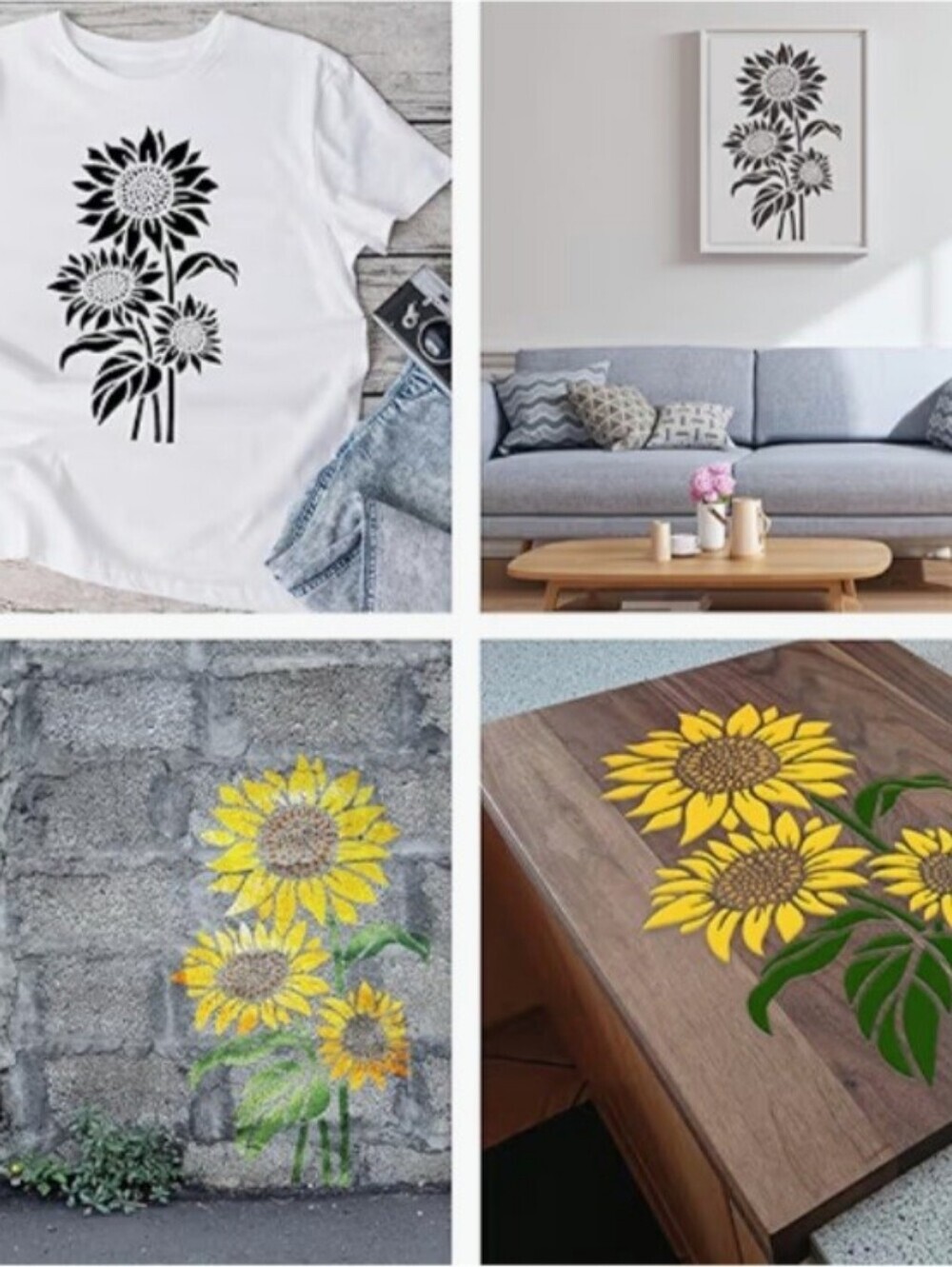 Sunflower Painting Stencils Flowers  Reusables Drawing Plants Home Decor